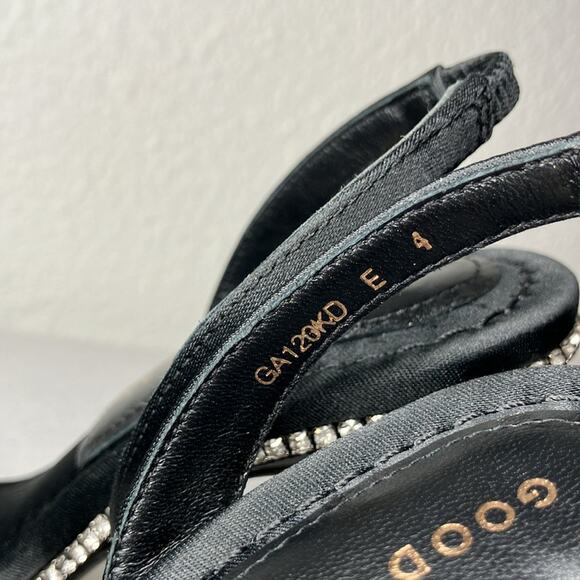 NIB Good American Shoes Womens Size 4 Black Sling back Heel Crystal Crush square - Picture 5 of 10